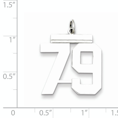 Sterling Silver Rhodium-plated Large Polished Number 79 Charm