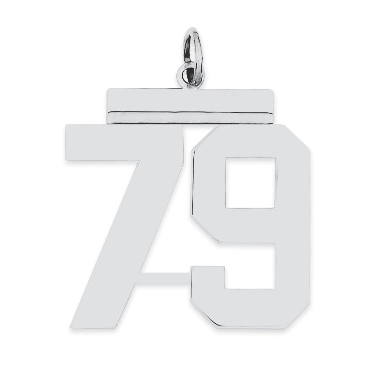 Sterling Silver/Rhodium-plated Polished Number 79 Charm