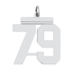 Sterling Silver/Rhodium-plated Polished Number 79 Charm