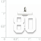 Sterling Silver Rhodium-plated Large Polished Number 80 Charm
