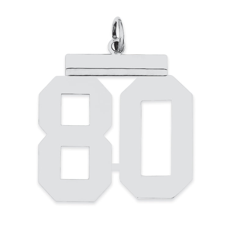 Sterling Silver/Rhodium-plated Polished Number 80 Charm