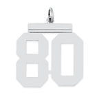 Sterling Silver/Rhodium-plated Polished Number 80 Charm