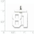 Sterling Silver Rhodium-plated Large Polished Number 81 Charm