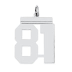 Sterling Silver/Rhodium-plated Polished Number 81 Charm