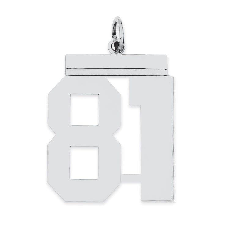 Sterling Silver/Rhodium-plated Polished Number 81 Charm