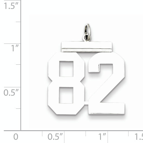 Sterling Silver Rhodium-plated Large Polished Number 82 Charm