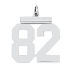 Sterling Silver/Rhodium-plated Polished Number 82 Charm
