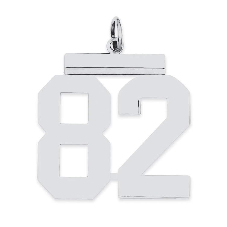 Sterling Silver/Rhodium-plated Polished Number 82 Charm