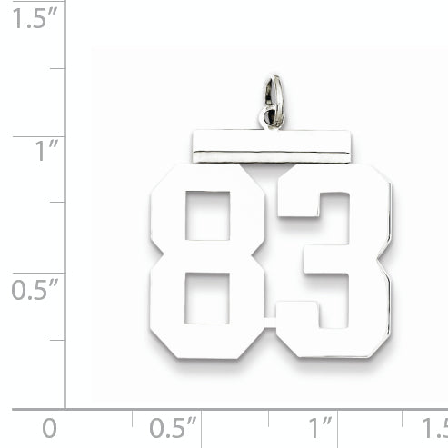 Sterling Silver Rhodium-plated Large Polished Number 83 Charm