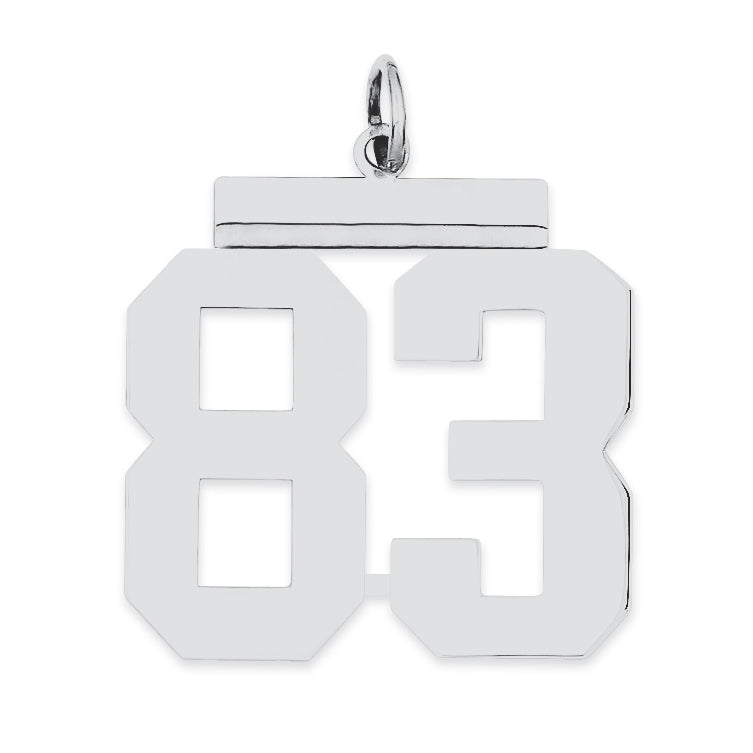 Sterling Silver/Rhodium-plated Polished Number 83 Charm
