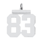 Sterling Silver/Rhodium-plated Polished Number 83 Charm