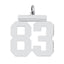 Sterling Silver/Rhodium-plated Polished Number 83 Charm