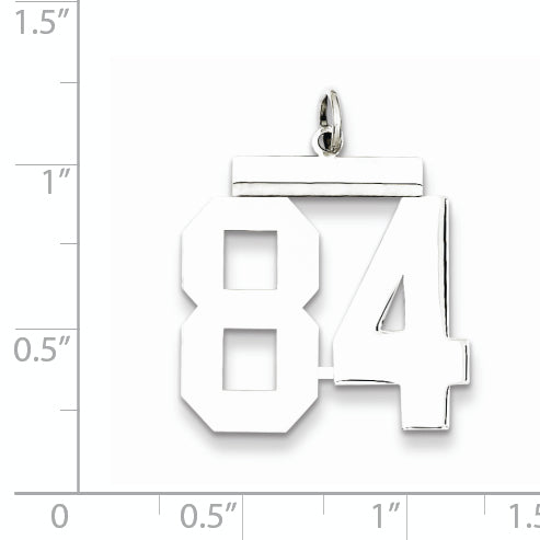 Sterling Silver Rhodium-plated Large Polished Number 84 Charm