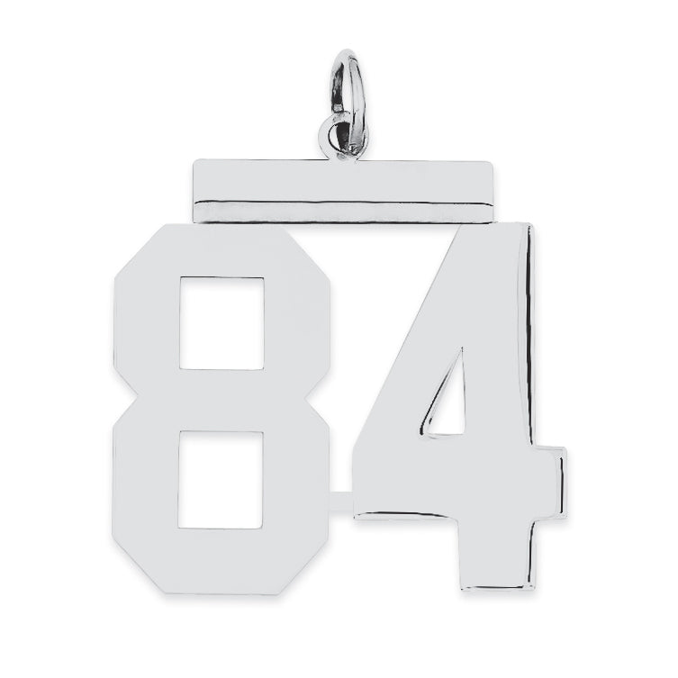 Sterling Silver/Rhodium-plated Polished Number 84 Charm
