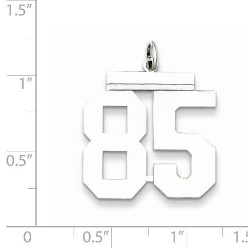 Sterling Silver Rhodium-plated Large Polished Number 85 Charm