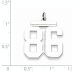 Sterling Silver Rhodium-plated Large Polished Number 86 Charm