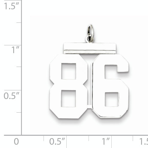Sterling Silver Rhodium-plated Large Polished Number 86 Charm