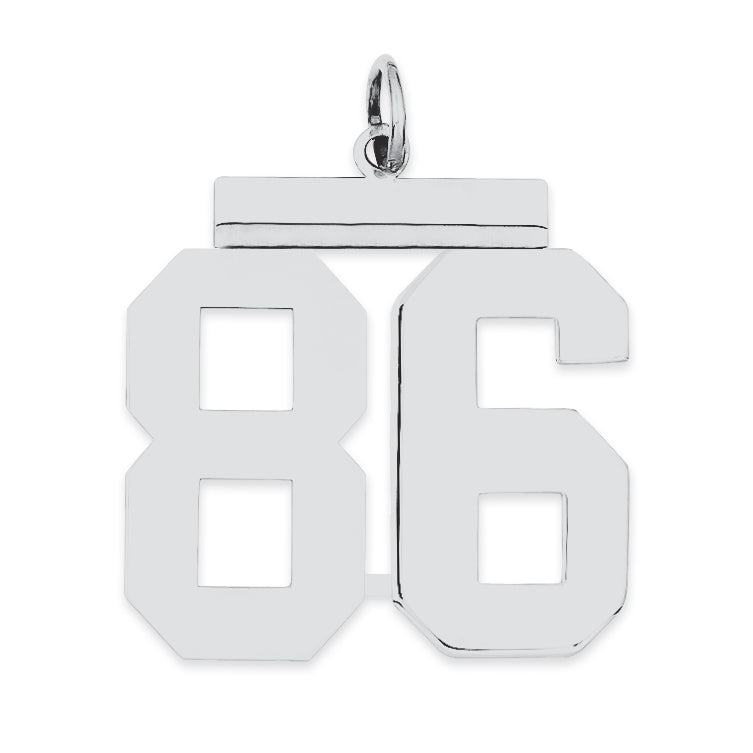 Sterling Silver/Rhodium-plated Polished Number 86 Charm