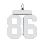 Sterling Silver/Rhodium-plated Polished Number 86 Charm