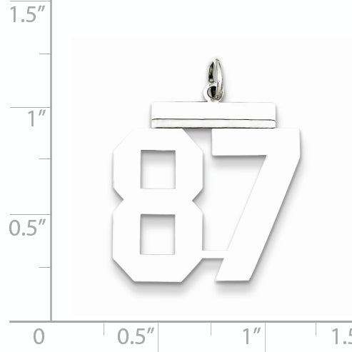 Sterling Silver Rhodium-plated Large Polished Number 87 Charm