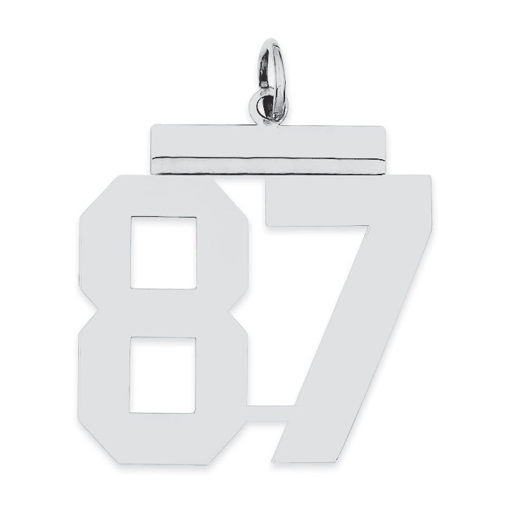 Sterling Silver/Rhodium-plated Polished Number 87 Charm