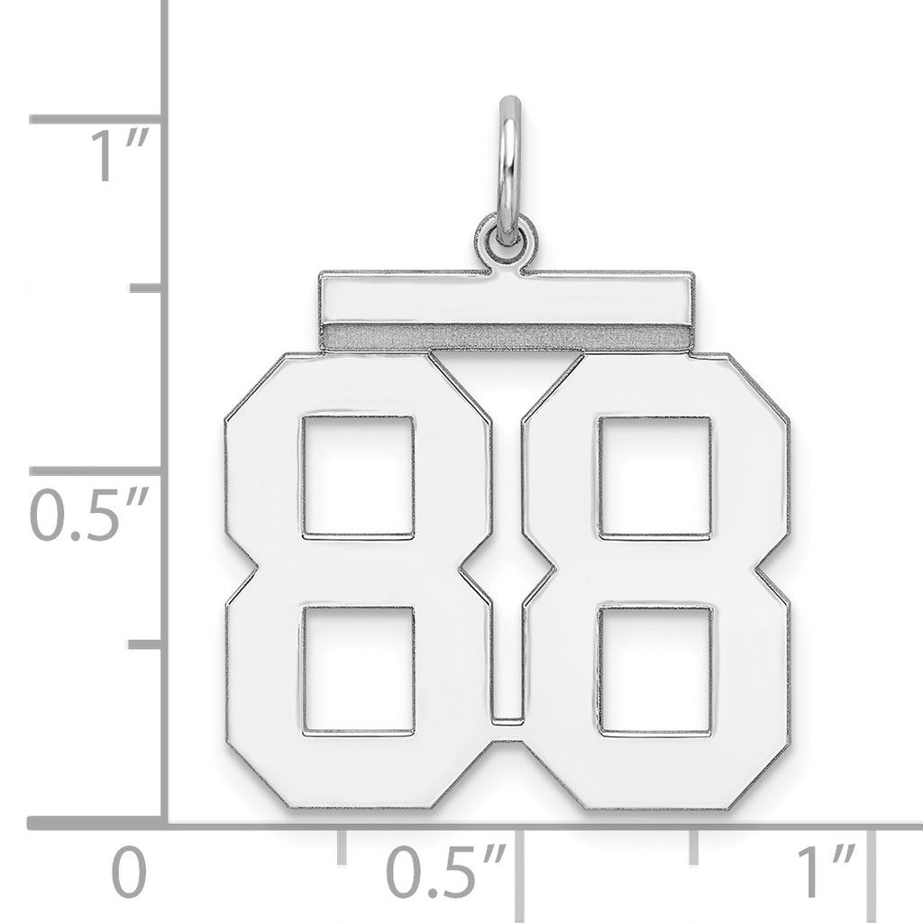 Sterling Silver Rhodium-plated Large Polished Number 88 Charm