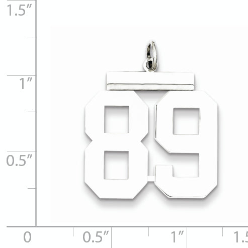 Sterling Silver Rhodium-plated Large Polished Number 89 Charm