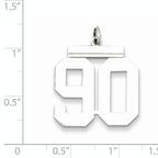 Sterling Silver Rhodium-plated Large Polished Number 90 Charm