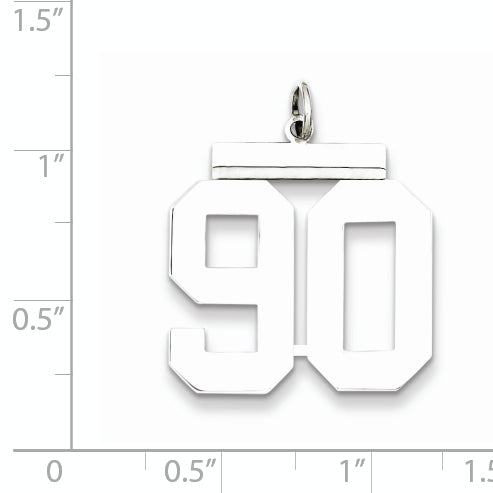 Sterling Silver Rhodium-plated Large Polished Number 90 Charm