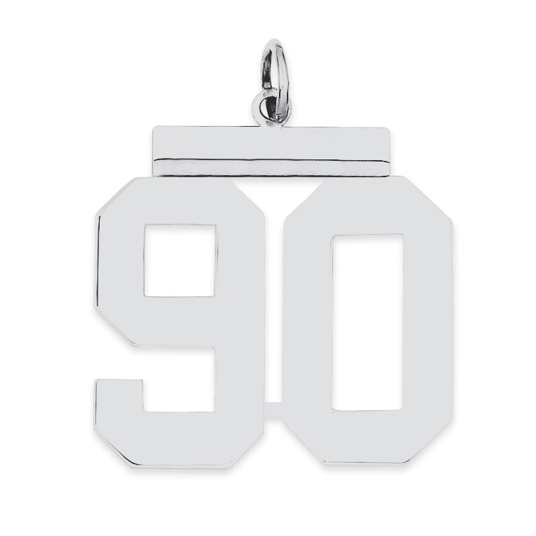 Sterling Silver/Rhodium-plated Polished Number 90 Charm