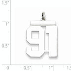 Sterling Silver Rhodium-plated Large Polished Number 91 Charm