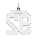 Sterling Silver Rhodium-plated Large Polished Number 92 Charm
