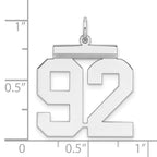 Sterling Silver Rhodium-plated Large Polished Number 92 Charm