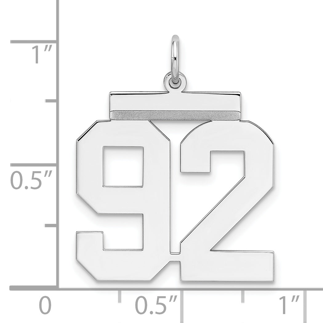 Sterling Silver Rhodium-plated Large Polished Number 92 Charm