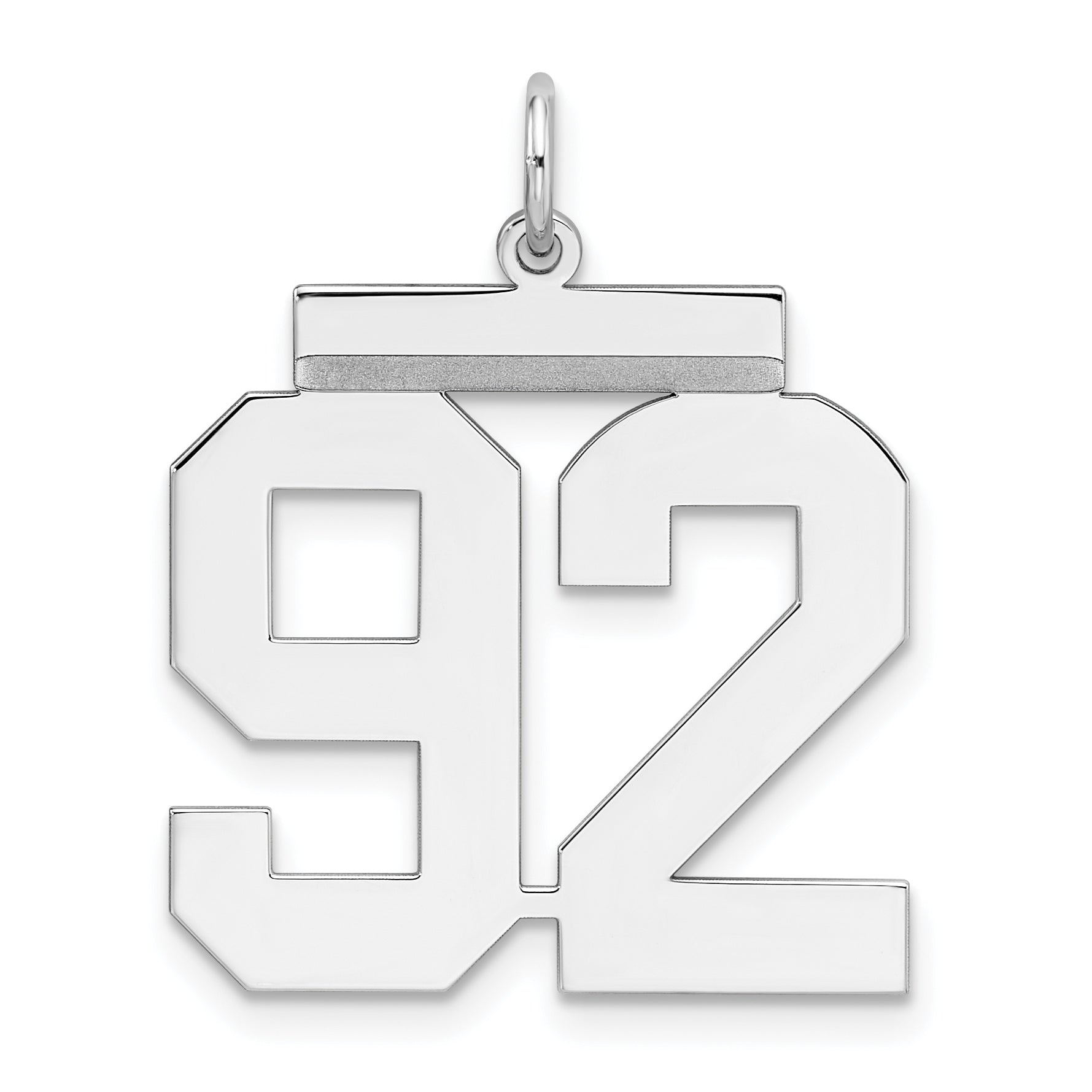 Sterling Silver/Rhodium-plated Polished Number 92 Charm Main image