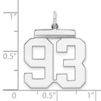 Sterling Silver Rhodium-plated Large Polished Number 93 Charm