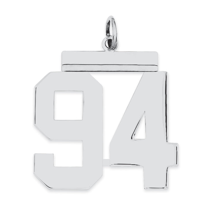 Sterling Silver/Rhodium-plated Polished Number 94 Charm