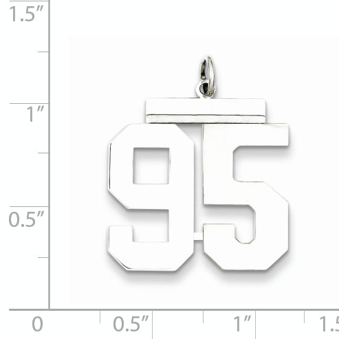 Sterling Silver Rhodium-plated Large Polished Number 95 Charm