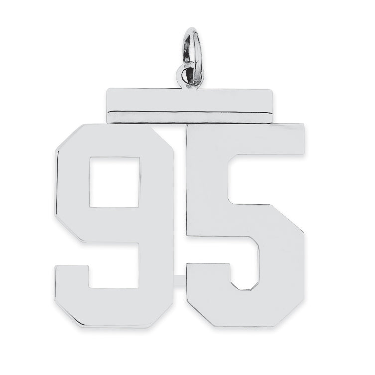 Sterling Silver/Rhodium-plated Polished Number 95 Charm