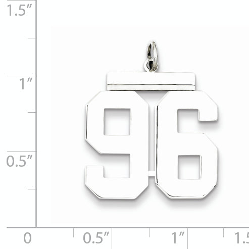 Sterling Silver Rhodium-plated Large Polished Number 96 Charm