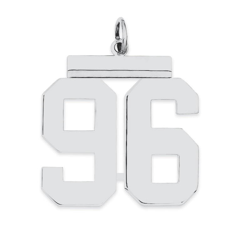 Sterling Silver/Rhodium-plated Polished Number 96 Charm