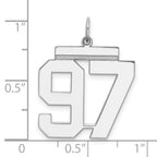 Sterling Silver Rhodium-plated Large Polished Number 97 Charm
