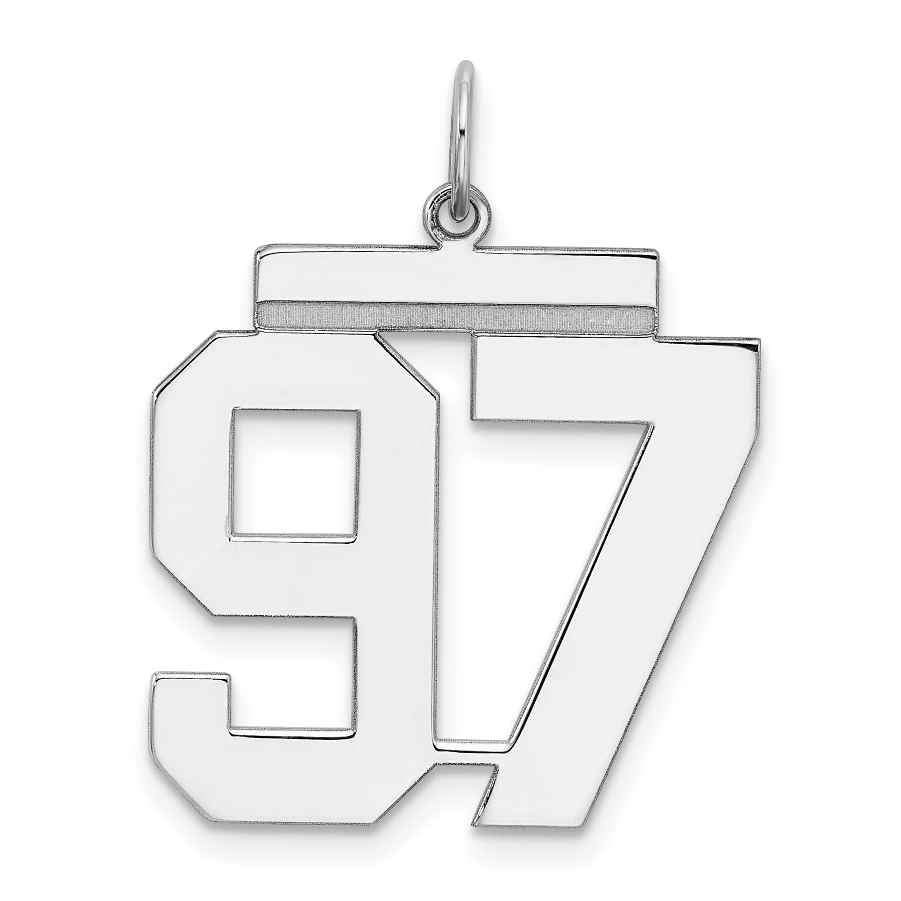 Sterling Silver/Rhodium-plated Polished Number 97 Charm Main image