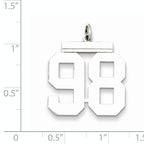 Sterling Silver Rhodium-plated Large Polished Number 98 Charm