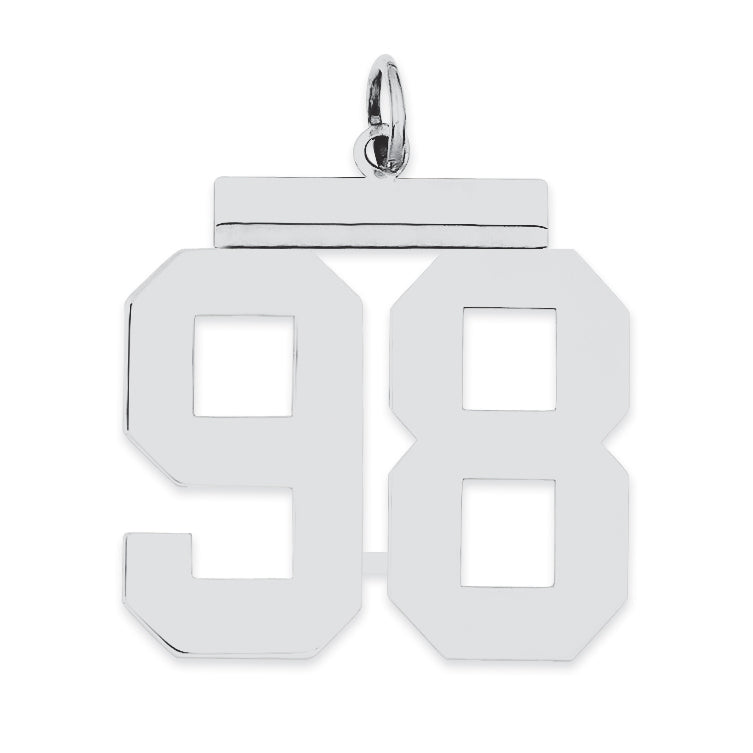 Sterling Silver/Rhodium-plated Polished Number 98 Charm