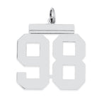 Sterling Silver/Rhodium-plated Polished Number 98 Charm