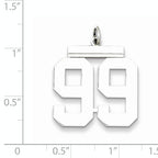 Sterling Silver Rhodium-plated Large Polished Number 99 Charm