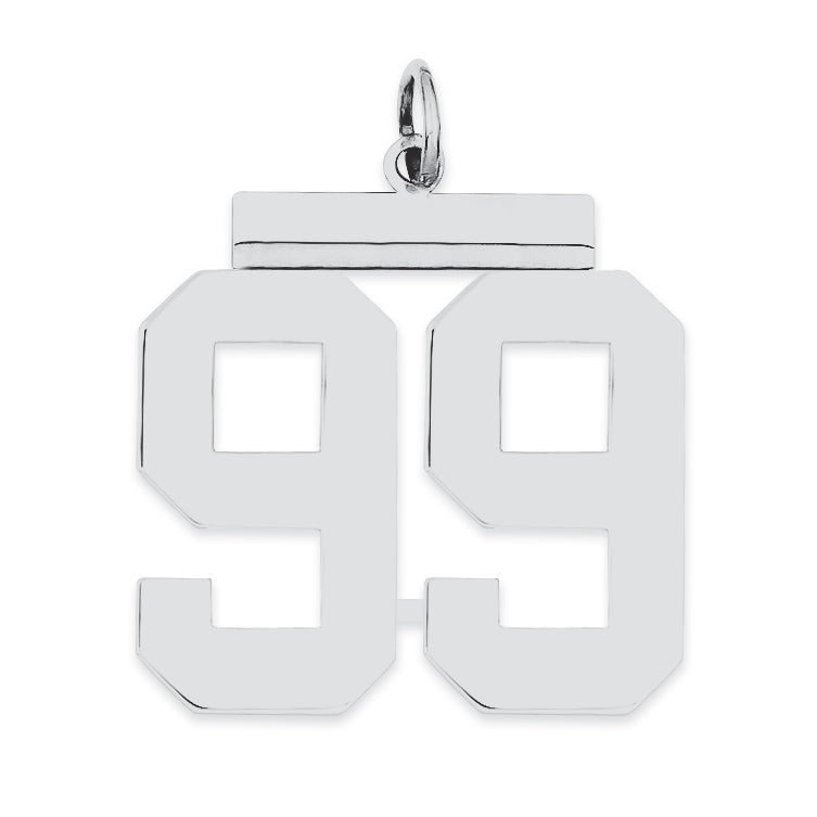 Sterling Silver/Rhodium-plated Polished Number 99 Charm