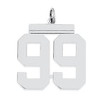 Sterling Silver/Rhodium-plated Polished Number 99 Charm