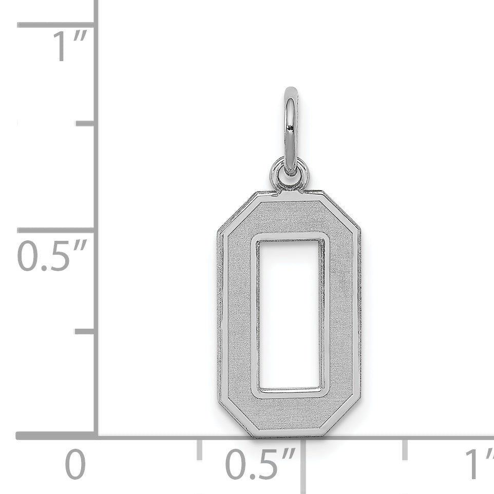 Sterling Silver/Rhodium-plated Satin Number 0 Charm